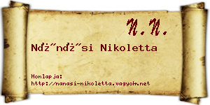 Nánási Nikoletta névjegykártya