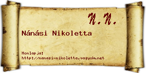 Nánási Nikoletta névjegykártya